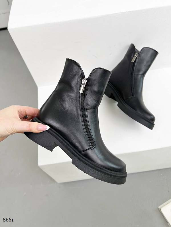 Женские ботинки деми или зима кожаные или замшевые черные 8658ТОПС - фото 10 - id-p755709527