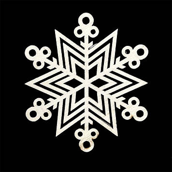 Дерев'яна новорічна іграшки з фанери, Cніжинка, 9 см