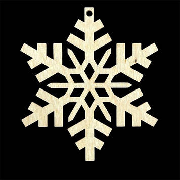 Дерев'яна новорічна іграшки з фанери, Cніжинка, 9 см