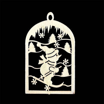 Дерев'яна новорічна іграшки з фанери, Cніговичок, 9*5,5 см