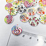 Гудзик дерев'яний "Візерунок" 15 мм (1 шт), фото 4