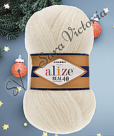 Белая пряжа с шерстью 430 м 100 г Alize Angora Real 40 (Ализе ангора реал 40) жемчужный 450