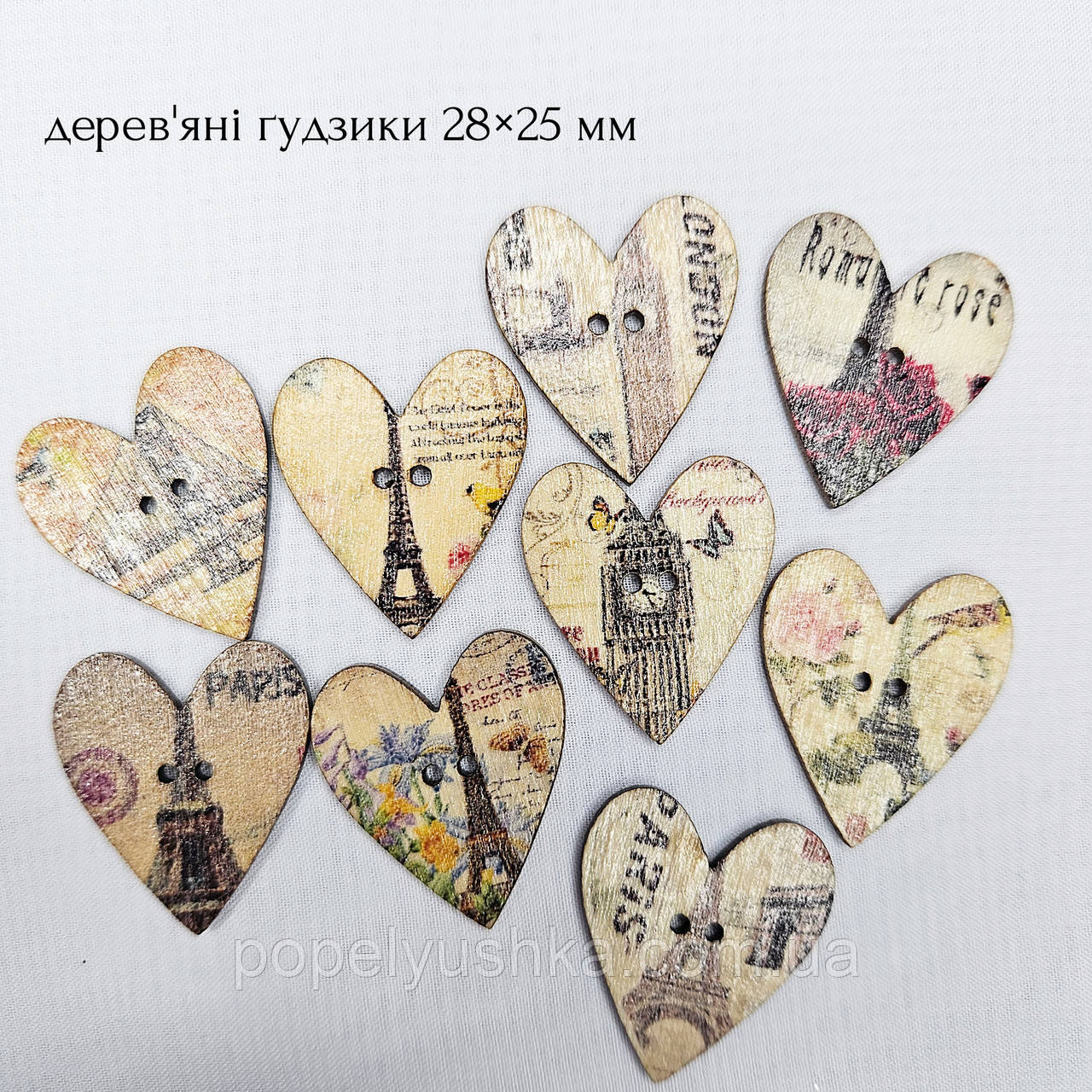 Дерев'яні лаковані ґудзики 28×25 мм, фото 1