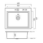 Мийка з гнучким краном кухонна сталева Luminex 6045 PVD, раковина на кухню глибока з краном та кошиком, фото 6