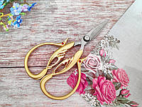 Винтажные ножницы для рукоделия "ЛЕБЕДЬ", 105 мм, цвет ручек - ЗОЛОТО