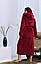 Халат махровий довгий на запах з капюшоном та кишенями жіночий Норма+Батал Бордовий, фото 2