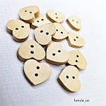 Дерев'яні ґудзики форми сердечка, 15×13 мм, фото 3