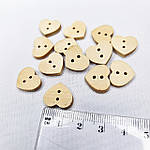 Дерев'яні ґудзики форми сердечка, 15×13 мм, фото 2