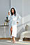 Халат махровий довгий на запах з капюшоном та кишенями жіночий Норма+Батал Білий, фото 2