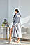 Халат махровий довгий на запах з капюшоном та кишенями жіночий Норма+Батал Сірий, фото 3