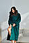 Халат махровий довгий на запах з капюшоном та кишенями жіночий Норма+Батал Зелений, фото 2