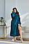 Халат махровий довгий на запах з капюшоном та кишенями жіночий Норма+Батал Ізумруд, фото 3