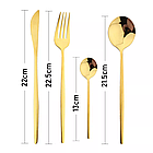 Набір столових приладів 24 шт, нержавіюча сталь, Золото / Кухонний столовий набір / Набір вилок та ложок, фото 9
