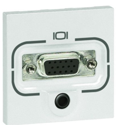 Legrand Mosaic розетка HD15 (VGA) + AUDIO 3,5мм, гвинтове з'єднання 1 мод Білий