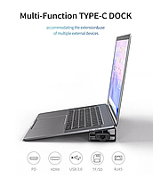 Хаб Док станція Deepfox-2212 10 в 1 USB Type-C концентратор для ноутбука 10 портів, фото 4