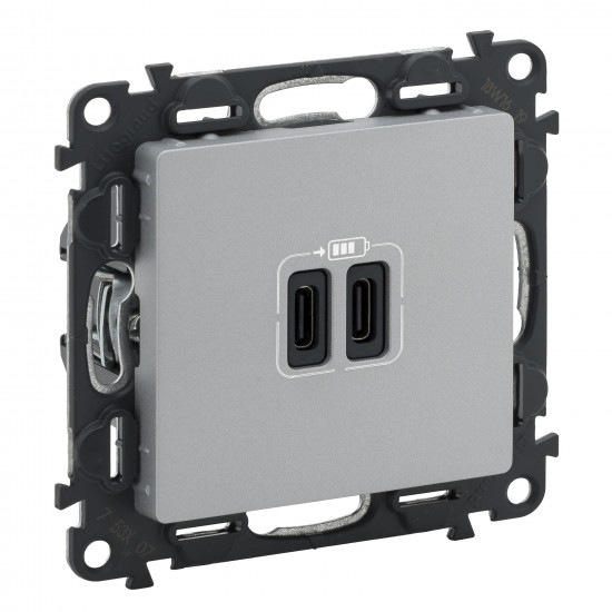 Legrand Розетка Valena LIFE USB-С+USB-С, 3А 5В, алюміній