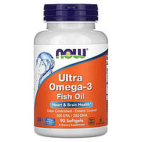 NOW Foods ультра омега-3 рыбий жир 90 капсул супер натуральная витамин пищевая добавка таблетки для иммунитет