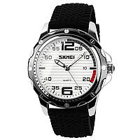 Часы наручные Skmei 0992 Original watch (White-Black silicone, 0992PWTBK) | Мужские наручные часы