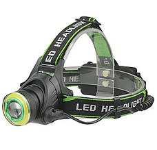 Ліхтар налобний T107, T6+COB, zoom, зп 220V/12V