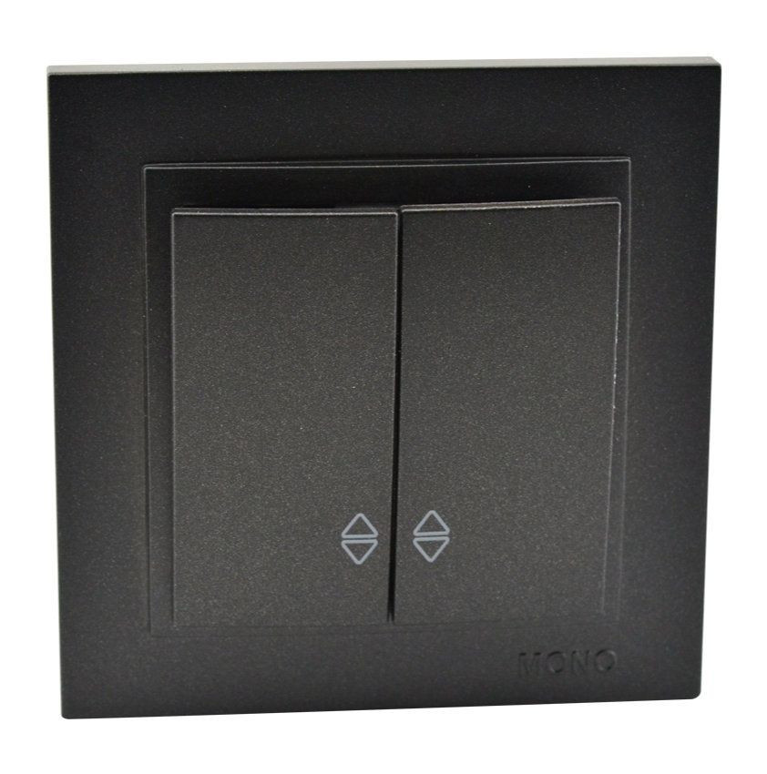 Вимикач двоклавішний прохідний Mono Electric DESPINA графіт, фото 1