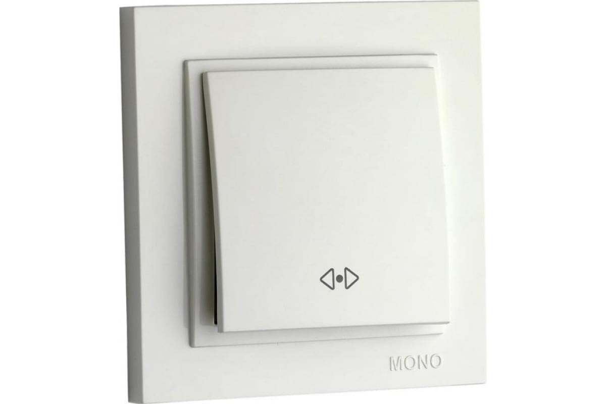 Вимикач одноклавішний Mono Electric DESPINA реверсивний білий, фото 1