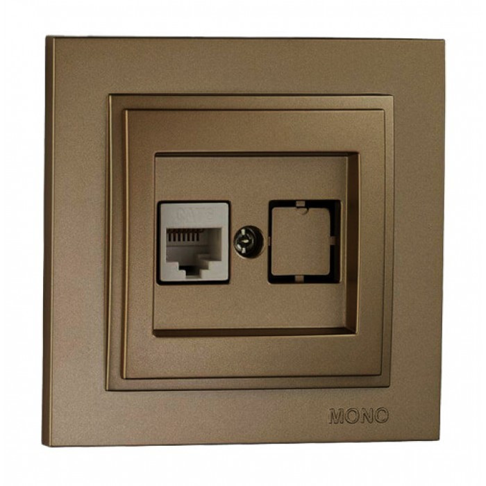 Комп'ютерна розетка RJ45 CAT6 Mono Electric DESPINA бронза, фото 1