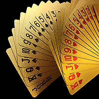 Водонепроницаемые пластиковые игральные карты Poker Gold с джокером 54 шт. золотые