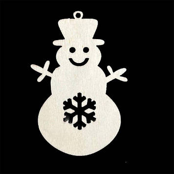 Дерев'яна новорічна іграшки з фанери, Cніговичок, 9 см