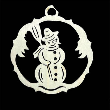 Дерев'яна новорічна іграшки з фанери, Cніговичок, 9 см
