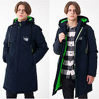Модне демісезонне пальто для підлітків хлопчиків на зріст 140-170 - весна осінь єврозима/ Підліткова куртка подовжена на хлопця
