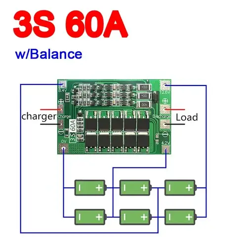 BMS 3S 60A 12,6В Контроллер заряда разряда Li-ion батарей,с ...