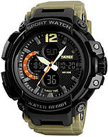 Мужские наручные часы Skmei 1343 Wristband Black-Khaki. Армейские спортивные часы для мужчин