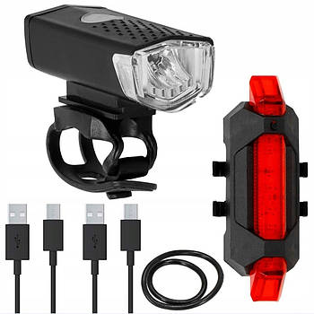Набір фара + стоп для велосипеда USB Велосипедні фари Велофонарі (KG-11470)