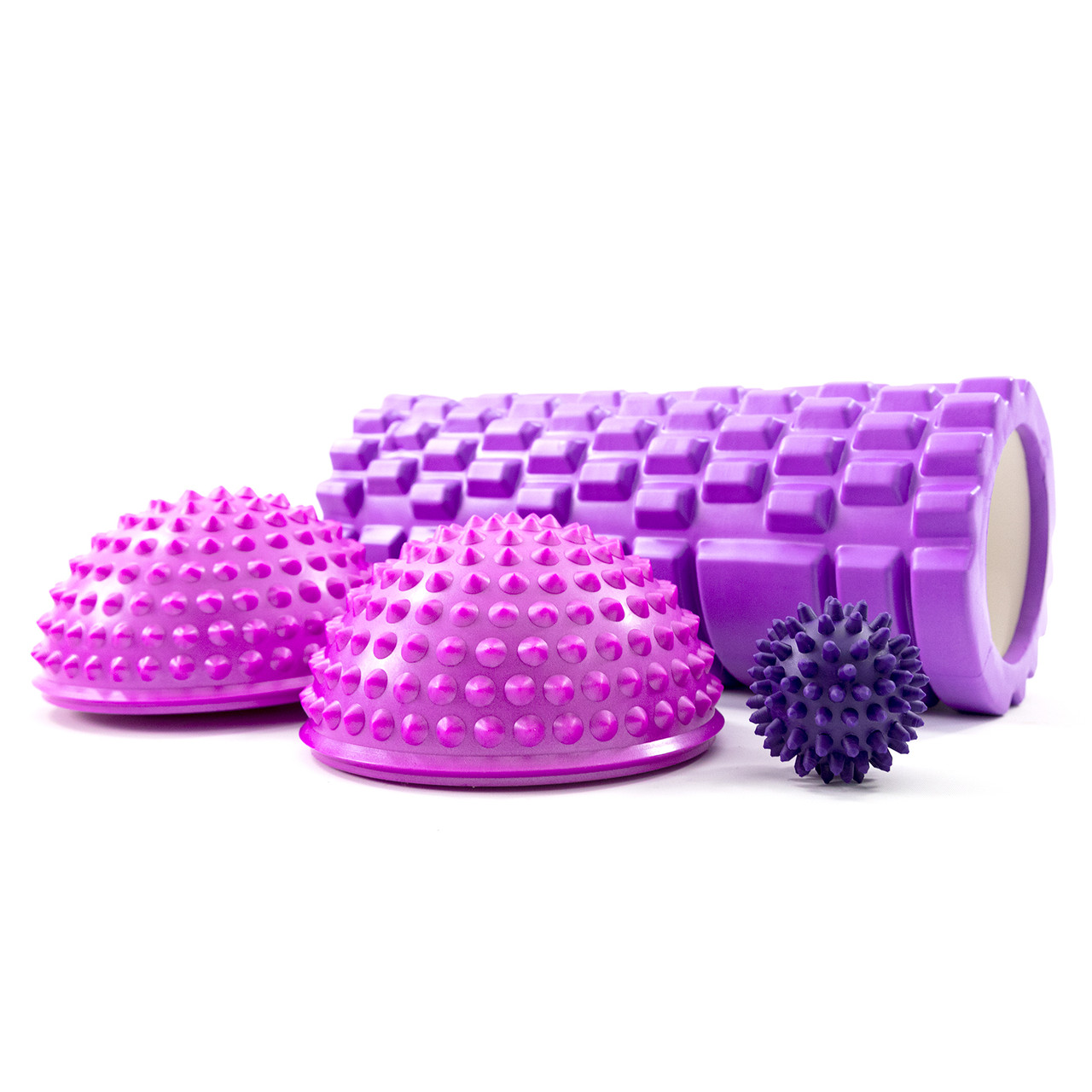 Набір для масажу 3в1 масажний ролик МФР + м'ячик масажер для спини ніг +напівсфера 2шт OSPORT Set 41 (n-0071) Фіолетовий