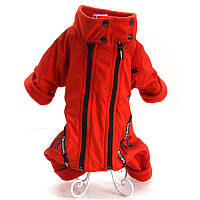 Комбинезон для собак Флисовая курточка теплая зимняя для прогулки красная 35х60 см