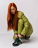 Жіночі зимові кросівки Adidas Niteball High Black White Green з хутром високі теплі. Живе фото, фото 11