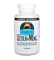 Комплекс с магнием Ultra-Mag для взрослых в таблетках, Source Naturals, 120 таблеток