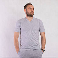Футболка чоловіча однотонна літня трикотажна сіра 48-64р