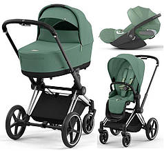Cybex Priam 4.0 коляска 3 в 1 Leaf Green шасі Chrome Black автокрісло Cloud T i-Size