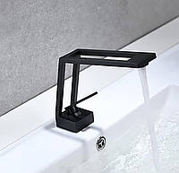 Дизайнерский смеситель для раковины ванной комнаты Rozin одновентильный стильный кран в ванну из Латуни Черный