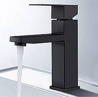 Стильний квадратний чорний змішувач для раковини ванної кімнати з нержавіючої сталі