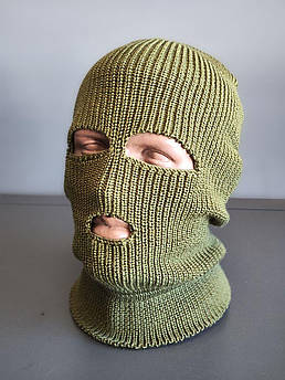 Тактична в'язана балаклава Олива світла / Балаклава з 3 отворами