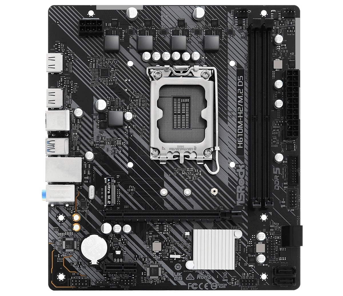 ASRock Материнська плата H610M-H2/M.2 D5 s1700 H610 2xDDR5 M.2 HDMI mATX  Baumar - Я Люблю Це