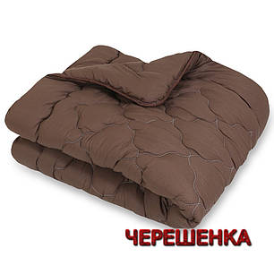 Коричнева зимова двоспальна ковдра 175х210 см стьобана мікрофібра / холофайбер однотонна антиалергенна, фото 1