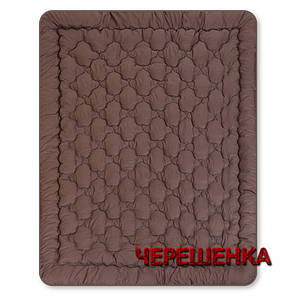 Коричнева зимова двоспальна ковдра 175х210 см стьобана мікрофібра / холофайбер однотонна антиалергенна, фото 2