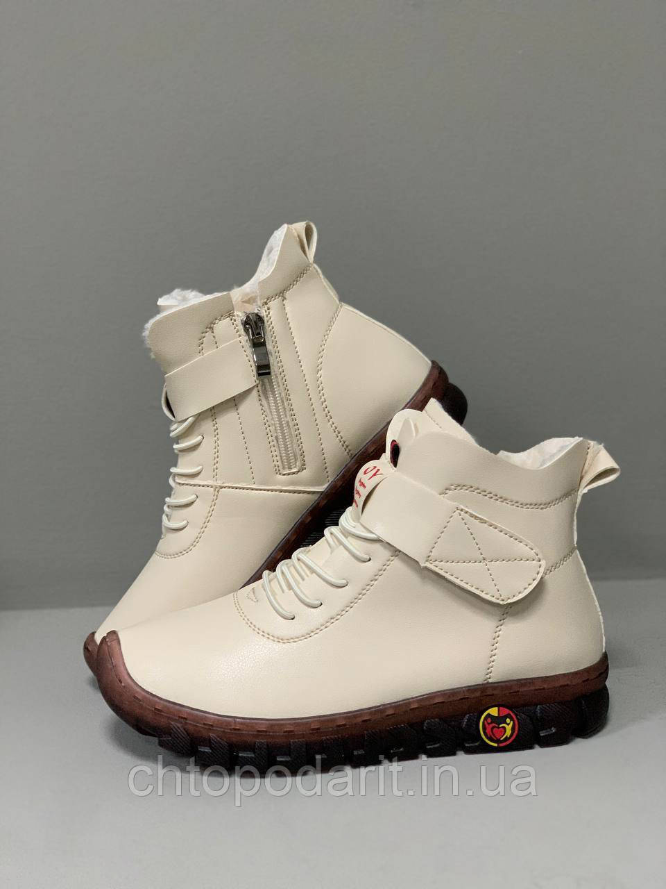 Зимові Лофери, тепле взуття, жіночі черевики, кросівки, розмір 39 молочні Код 00-0114, фото 1