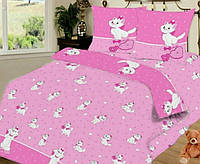 Детское постельное белье полуторное Кошка Мэри на розовом 145х215 см Бязь Голд