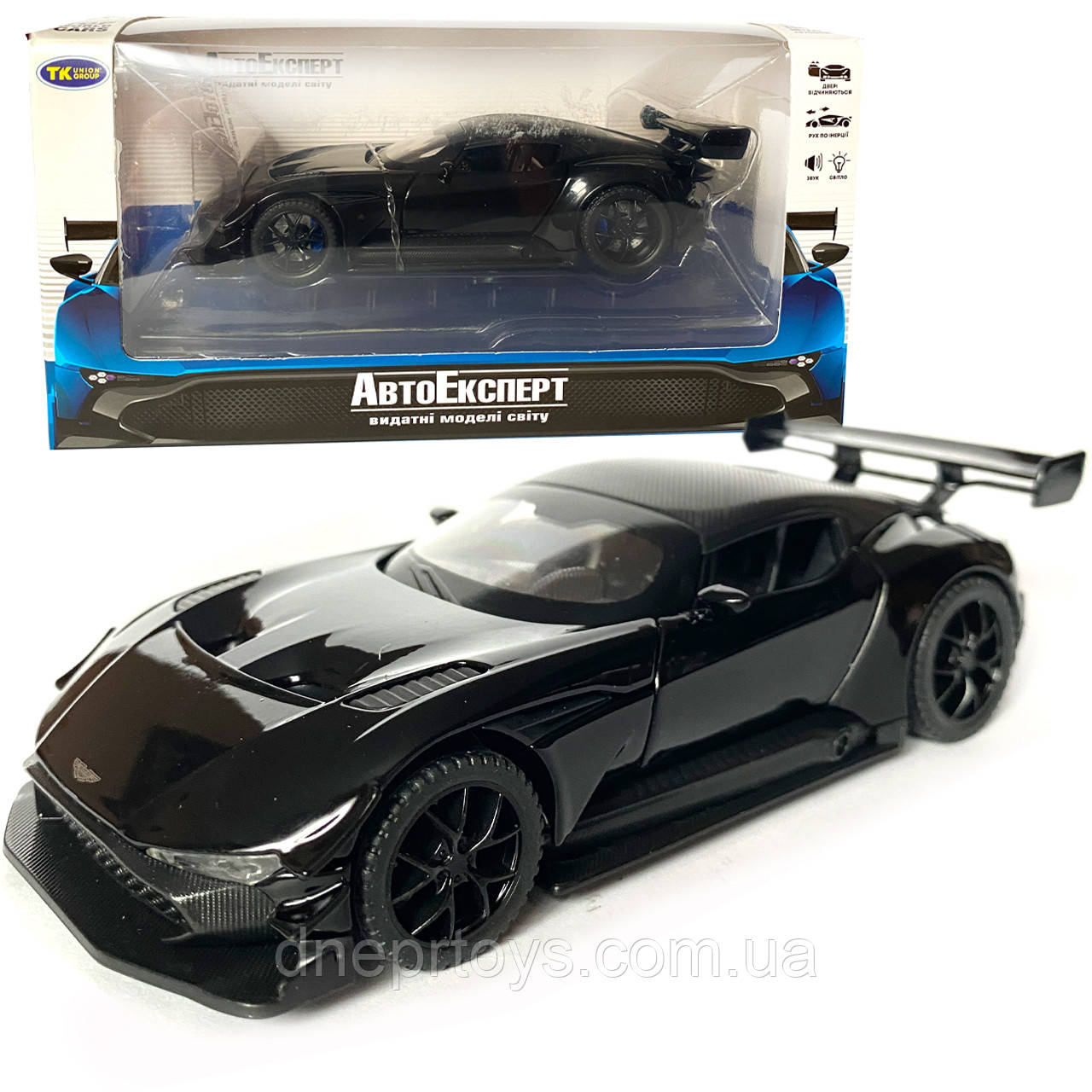 Іграшкова машинка металева Aston Martin Vulcan, астон мартін, чорна, звук, світло, інерція, откр двері, капот, Автоексперт,, фото 1