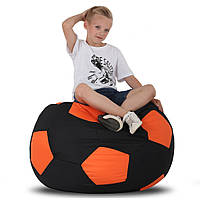 Кресло мешок мяч 100*100 см черно-оранжевое в виде мяча, бескаркасное кресло мяч для детей и взрослых ткань оксфорд