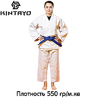 Кимоно для дзюдо унисекс хлопок белое Kintayo Wazari White плотность 550 гр/м.кв. ростовка 140-200 см
